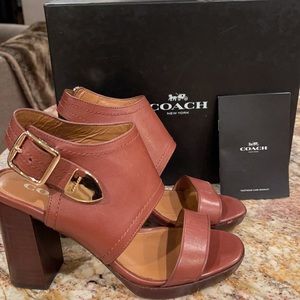 Coach Betsy Semi Matte Calf Dark Saddle sandal - size 6